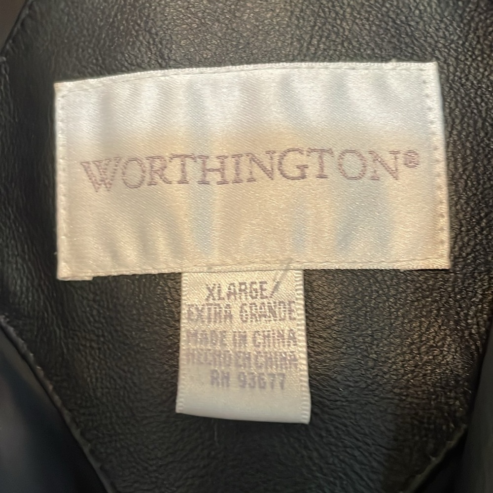 Women’s XL Worthington black leather coat/blazer-collar 3 button-front pockets - Picture 2 of 10